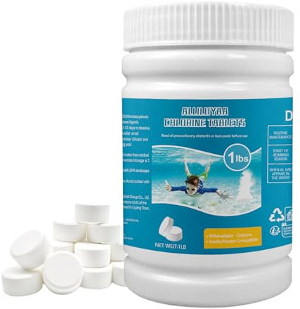 Chlorine Tablets for Swimming Pool, 1LB Chlorine Tablets for 1 inch Tub, Suitable for Swimming Pools Spas and Hot Tubs Fountain, Water Park Bathtub, Multifunctional Pool Clean Tablets