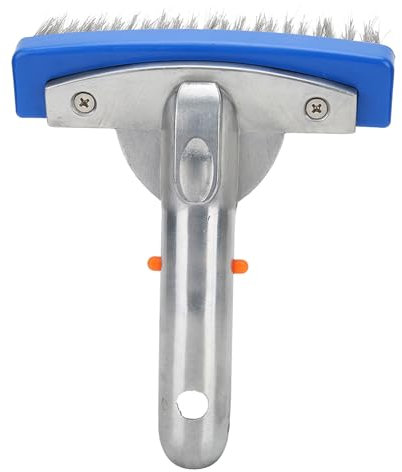 Pool Brush for Spa Pond, Floor Walls 18in Heavy Duty Aluminum Pool Brush with Curved Tiles Floor Cleaner(5.5in Stainless Steel Wire Bristle Brush)