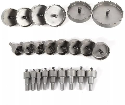 CHIMHOON 13/16/23 piezas Ø15-100 mm TCT Sierras de corona de carburo duro, sierra de corona circular de metal duro, juego de brocas para metal duro, acero inoxidable, acero estructural, aluminio