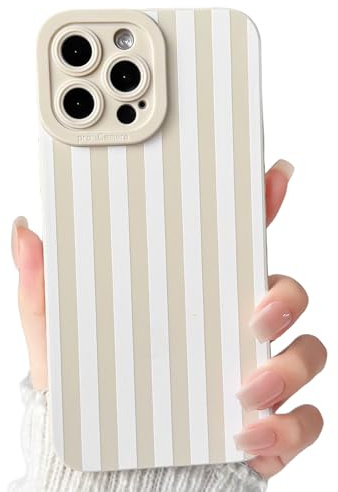 NITITOP Cover per iPhone 13 Pro Motivo Strisce Verticali, Bianco | per Donne Ragazze Femminile, Estetica Stripes, Disegni Striped, Protezione Fotocamera Antiurto, Silicone Morbido e Resistente