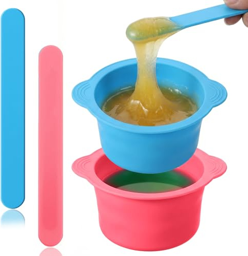 Classicseali 2PCS Silicone Wax Pot Insert,Wax Pot Liner with 2 Waxes Sticks | Non-Stick Waxes Pot Silicones Liner,for Preparing Powders,Making DIY Face Masks,Mixing Pigments,and Hair Dyes,Blue, Pink