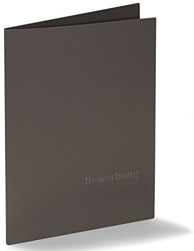 Fünf 3-teilige Bewerbungsmappen Executive-Effect - Steingrau - mit Prägung: Bewerbung // ECHTE PREMIUM QUALITÄT! Handgefertigt aus Deutschland // Luxus Mappe Bewerben Grey Grau Edel