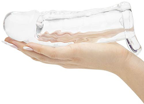 Lovehoney Mega Mighty Thick Realistic Penis Sleeve - Penis Extender with Ball Loop Add 2 Extra Inches - Cock Sleeve and Girth Enhancer for Men - Clear