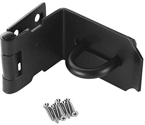 WANLIAN 90 Grad Überfalle Schloss Sicherheitsüberfalle für Vorhängeschloss Edelstahl Vorhängeschloß Vorrichtung Türbeschlag mit Schrauben,Vorhängeschloss Tür für Schrank Fenster, Schwarz