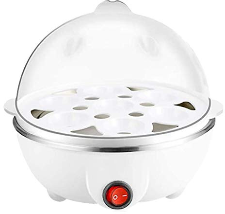 Myhoomowe Hervidor EléCtrico para Huevos Hervidos, Hervidor, Calentador RáPido, Acero Inoxidable, Olla Al Vapor, para Cocinar, Enchufe de la UE Blanco