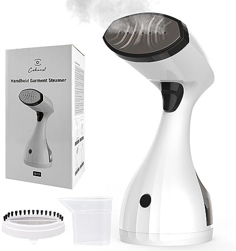 COKUNST Dampfglätter für Kleidung, Hand Steamer 1500W, 300ML, 23g/min Dampf, schnelles Aufheizen, Tragbarer Reise Dampfglätter mit Keramik Platte, 2 in 1-Stoff&Fussel Dampfbürste, Messbecher
