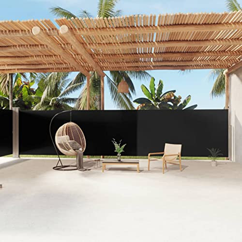 CIADAZ Seitenmarkise Ausziehbar, Windschutz Terrasse, Balkon Windschutz, Balkon Sichtschutz, Sichtschutz Zaun, Sichtschutzzaun, Markise Balkon, Sichtschutzwand, Schwarz 180x1200 cm