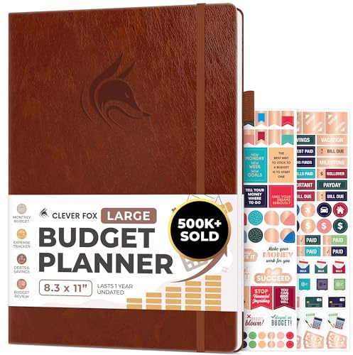 Clever Fox Budget Planner Large – Expense Tracker Notebook. Monthly Budgeting & Bill Organizer, Finance Logbook & Accounts Book, A4 (Brown)