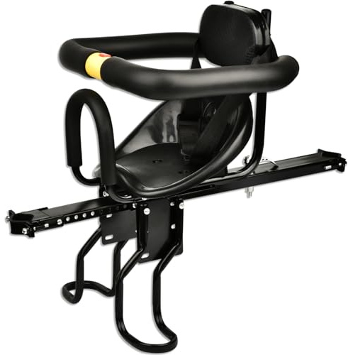 Holwim Bicycle Front Seat, Upgraded Version Front Baby Child Bike Seat with Soft Back, Hard Cushion, Pedal Support, for Folding Bicycle, MTB