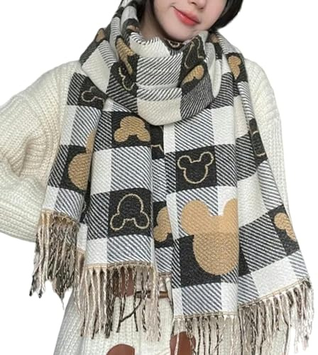 Gyios Bufanda Mujer Bufanda A Cuadros De Invierno para Mujeres Dulce Y Cálida, Niñas, Bufandas De Dama Y Chales Envueltos-Oso Negro-Talla Única