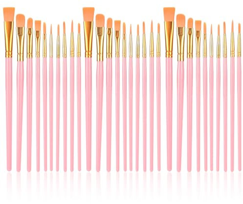 30-teiliges Pinsel-Set, Künstlerpinsel-Set, hochwertige acrylfarben Set Kinder, Nylon-Nylon-Acryl-Pinsel, Öl-Pinsel-Set, Rosa