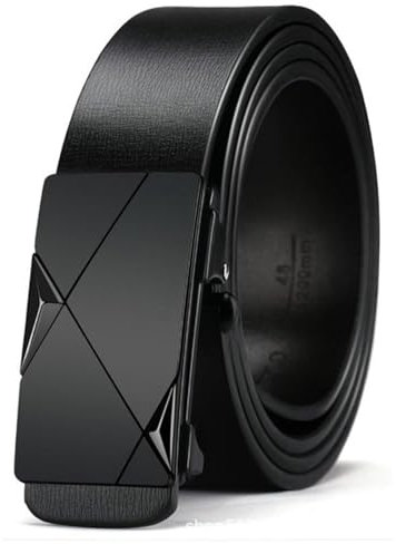 CMZYBBD GüRtel Herren Herren -automatik -ratschengürtel Für Männer Mit Echtem Leder - Verstellbarer Schwarzer Gürtel Für Anzüge Und Jeans, Langlebiges Stilvolles Design-schwarz-120 cm