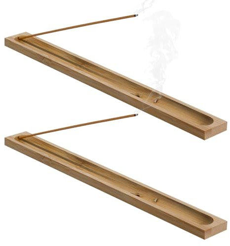 WUSJCOF 2 Pezzi Porta Incenso, Bastoncini in Legno di bambù, bruciatore Lucido e Cerato, collettore di Cenere, per Decorazioni la Casa, meditazione, yoga, design compatto, aromaterapia, rilassamento