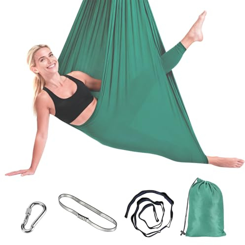 Staranry 280x150cm Grün Hängematte Outdoor Swing 200 Kg Max mit Installationshardware, Atmungsaktiv, Schnelltrocknendes Hängematte, Hammock für Camping, Reise, Garten