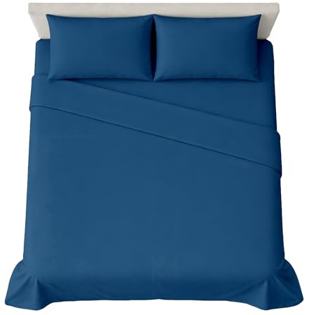 hermet Set Lenzuola Matrimoniali in Tinta Unita, 4 Pezzi, Lenzuolo con Angoli, Lenzuolo Piano, 2 Federe 50x80, Angolo 30 cm, Morbida Microfibra, Certificato Oekotex, No Stiro