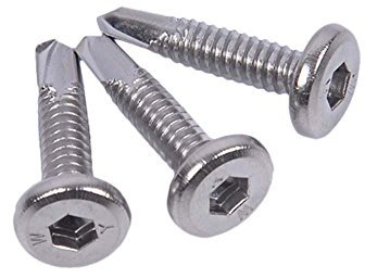 Souarts Selbstschneidende Schraube 410 Edelstahl Flachkopf Innensechskantschrauben Bohrschrauben M5.5 100 Stück (M5.5 x 25, Silber)