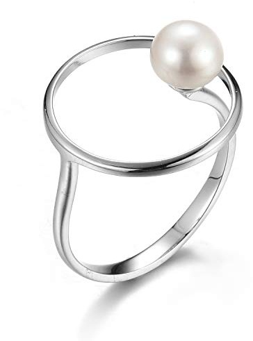 Springlight Bague en argent sterling S925, cadeaux pour les femmes, simple bague géométrique avec perles ouvrables, naturelles, bijou fait à la main, pour maman.