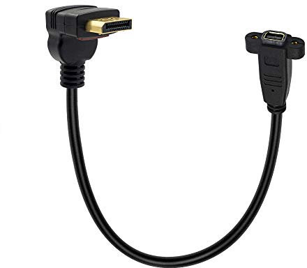 Duttek UP ot ner vinklad 90 graders displayport till mini DisplayPort-adapter med skruvpanelmontering förlängningskabel för skärm, dator (DP hane till mini DP hona), UP