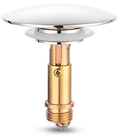 Pop Up Click Clack Sprung Plug Stopper,Bathroom Basin Sink Drain Plug Stopper,Waste Push Button Brass Slotted Plug for Washbasin Bathroom 1pcs