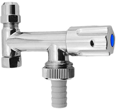 Eckfix Doppeleckventil 3/8 Zoll Innengewinde Anschluss | 3/4 Zoll Außengewindegewinde Auslauf mit Tülle und Comfortgriff
