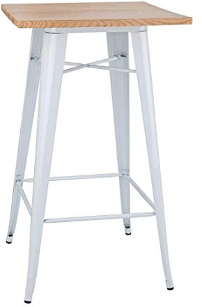 Bolero Bistro Bar Table with Wooden Top White (Single)