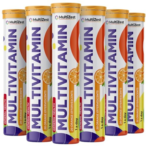 Effervescent Multivitamins - High Strength Multivitamin Tablets - Complete One a Day Supplements for Men & Women - 20 Per Tube (Pack of 6)