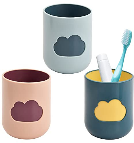 Anseom 3 Pièces Porte Brosse à Dents Reutilisable Plastique Gobelet Salle de Bain Mignon PP Incassable Porte-Brosses à Dents pour Voyage Camping