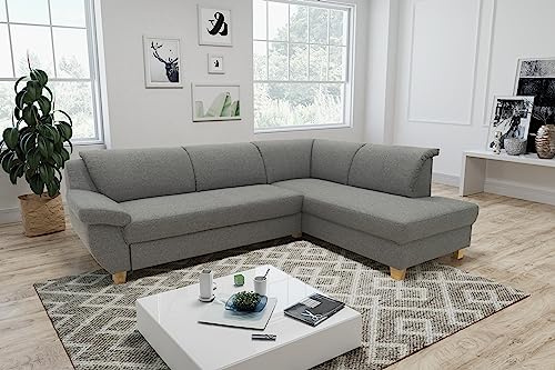 DOMO. collection Divano ad angolo Panama, classico ad angolo a forma di L, divano ad angolo, divano ad angolo 254 x 186 cm, grigio scuro