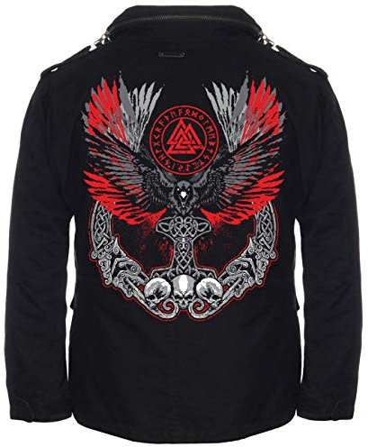 Herren M65-Giant Jacke Asentreu Walhalla Odin Thors Hammer Rune Wikinger Germane