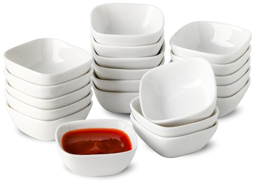 UIBFCWN 20 x Bols à Sauce en Porcelaine (7,3 x 3 cm), Bols à Tapas et Sauces, Plat de Sauce Soja en Céramique, Coupelle Aperitif, Petits Bols de Service, Va au Four à Micro-Ondes