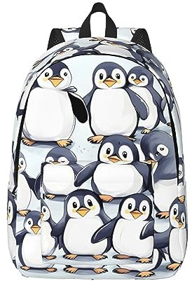 MDATT Lightweight Backpack with 1 Main Compartment, Front Pocket with Moonlight Headlight, Many Cute Penguins Baby Sketch, M