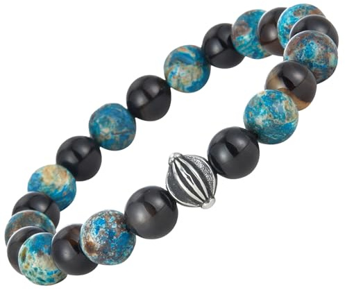 Dazylleco Mens Beaded Bracelets Stone Bead Stretch Bracelet Handmade Costume Jewellery Birthday Gifts for Him(24016)