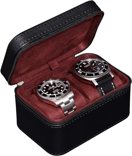 ROTHWELL Custodia da viaggio per due orologi (nero/rosso)