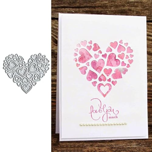 Love Hearts Frame Metal Die Cuts, Love Hearts Frame Cutting Dies Stencils Card Paper Craft DIY Template Cutting Dies Album Embossing Paper Dies for Card Making Scrapbooking