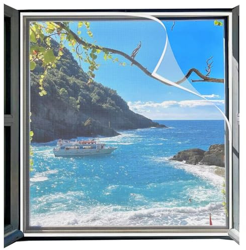 Moustiquaire pour Fenêtre, Toile Moustiquaires Transparent Filet Anti-Insectes 100x115cm Rideau de Fenêtre anti Mouche, Moustiquaires Fenêtre (Largeur x Hauteur) Blanc