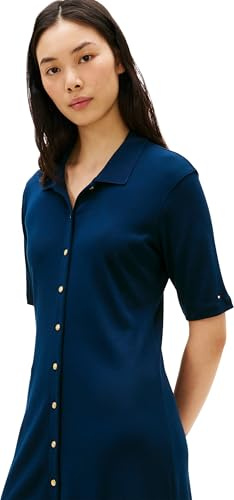 Tommy Hilfiger Gold Button F&f Midi Dress Ww0ww48776 Vestido Tipo Polo Mujer (Pack de 1)