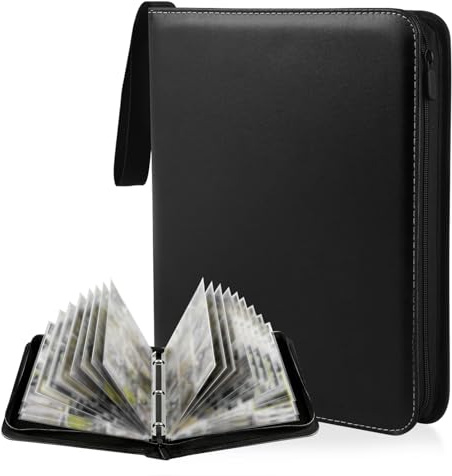 Raccoglitore per Carte Collezionabili 900 Pagine, Album Porta Carte con 50 Pagine, Protezione Impermeabile e Design con Zip, Perfetto per Collezionisti di Carte di Fantasy, Sportive e da Gioco