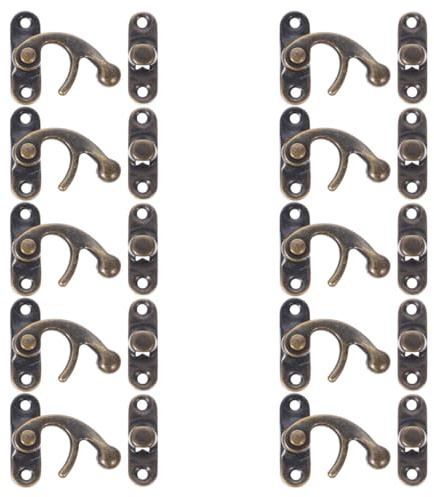 FIXOSHEE Lot de 10 Loquets Moraillon Vintage en Fer Couleur Bronze Ancien 752 Crochets de Fermeture pour Boîte à Bijoux Coffret en Bois et Boîte Ancienne Fixation avec Vis Usage