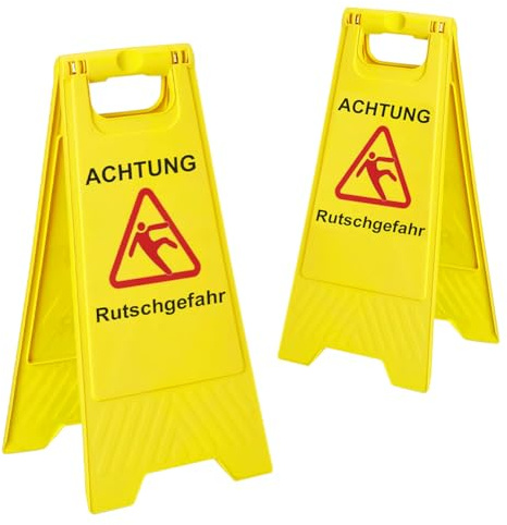 Lot de 2 panneaux d'avertissement lisses - 44,5 x 26 cm - Pliable - Inscriptible des deux côtés - Pour l'entreprise