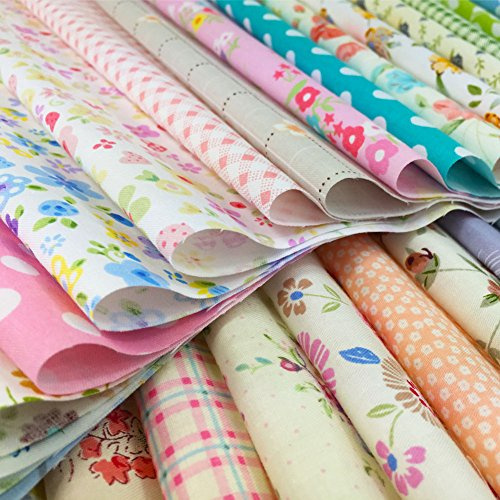 flic-flac Pure Cotton Craft Fabric Bundle Squares Patchwork Lint DIY Sewing Scrapbooking Quilting Dot Pattern Artcraft (60pcs, 8 x 8 inches)