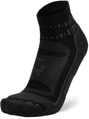 TriggerPoint Balega Blister Resist Performance Quarter Calcetines De Correr Atléticos Para Hombres Y Mujeres (1 Par) - Acolchados, Transpirables, Ajuste Ergonómico, Gris/Negro, Talla XL (EU 46-48.5)