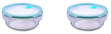 2 Stück Steuber Cloc Frischhaltedose aus Glas, 400 ml, rund, Glas bis 400°C