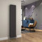 ELEGANT Vertical Radiators Anthracite Modern Designer Heater Tall Radiators Single Flat Panel 1600 x 300 mm with Chrome Thermostatic Valves Set