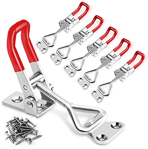 6-pack vippspärr klämma 4001, justerbar spärr, rökklämmor tunga spärrar, 150 kg hållkapacitet drag för lockjigg, verktygslåda fodral (24 st skruvar)