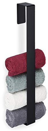 Relaxdays Handtuchhalter, 430er Edelstahl, Bad, Küche, selbstklebend, Handtuchstange ohne Bohren, HBT 45x4x6 cm, schwarz, 1 Stück