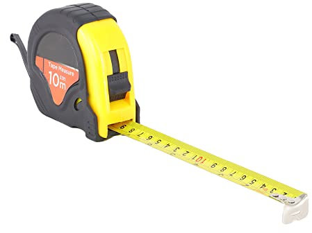 10M Retractable Measuring Tape, Two Break Button Design and Tape Lock, Rubber Drop Shell and Grip, Inches and Centimetres, Great for DIY (10m)