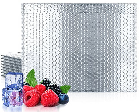 AMIFF Thermo-Luftpolster-Versandtaschen, 61 x 50,8 cm, Folien-Versandtaschen, 10 Stück, selbstklebend, kühle Luftpolster-Versandtaschen, wasserdicht, Kaltversandpaket, isolierte Versandtaschen für