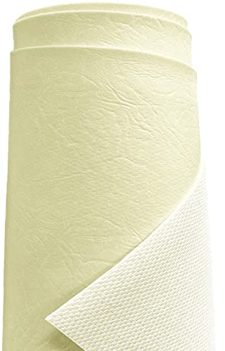 A-Express Heavy Thick Faux Leather Fabric Grained Leatherette Vinyl Leathercloth Automotive Home Decor Upholstery Material - Cream 1 Metre 100cm x 140cm