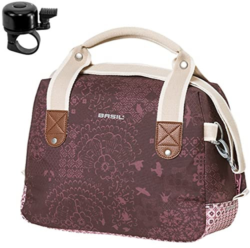 Basil Bohème City Bag - Fahrrad Lenkertasche Seitentasche -8 Liter Rot inkl. Fahrradklingel