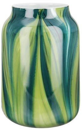 GILDE Glas Art Deko Vase Glasvase - Blumenvase - Geschenk für Frauen Geburtstagsgeschenk - Farbe: Grün Weiß Höhe 23,5 cm